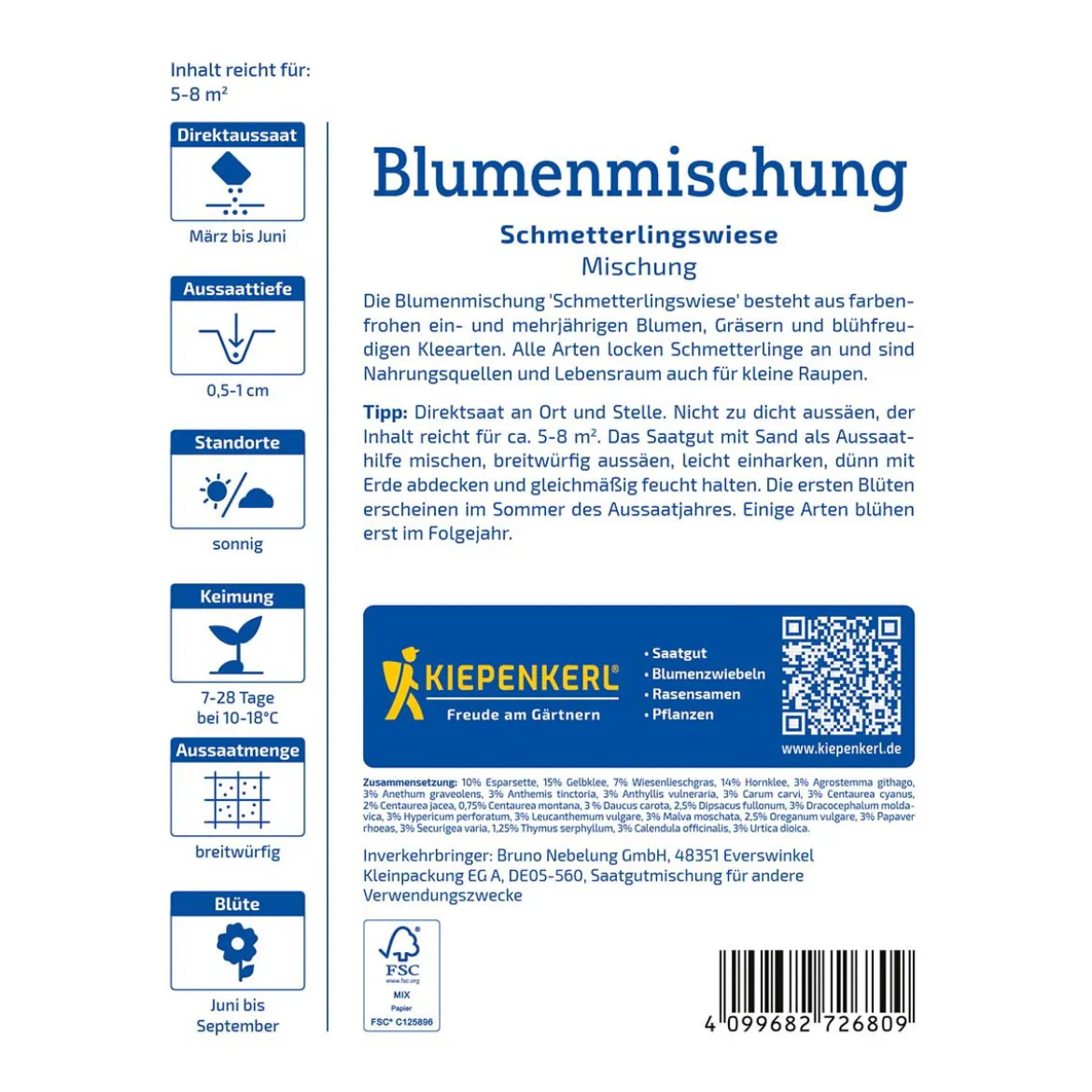 Blomsterblanding Sommerfugleeng - 5-8 m2