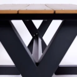 Bord-/bænkesæt X-model teak nonwood og antracitstel HORTUS