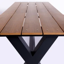 Bord-/bænkesæt X-model teak nonwood og antracitstel HORTUS