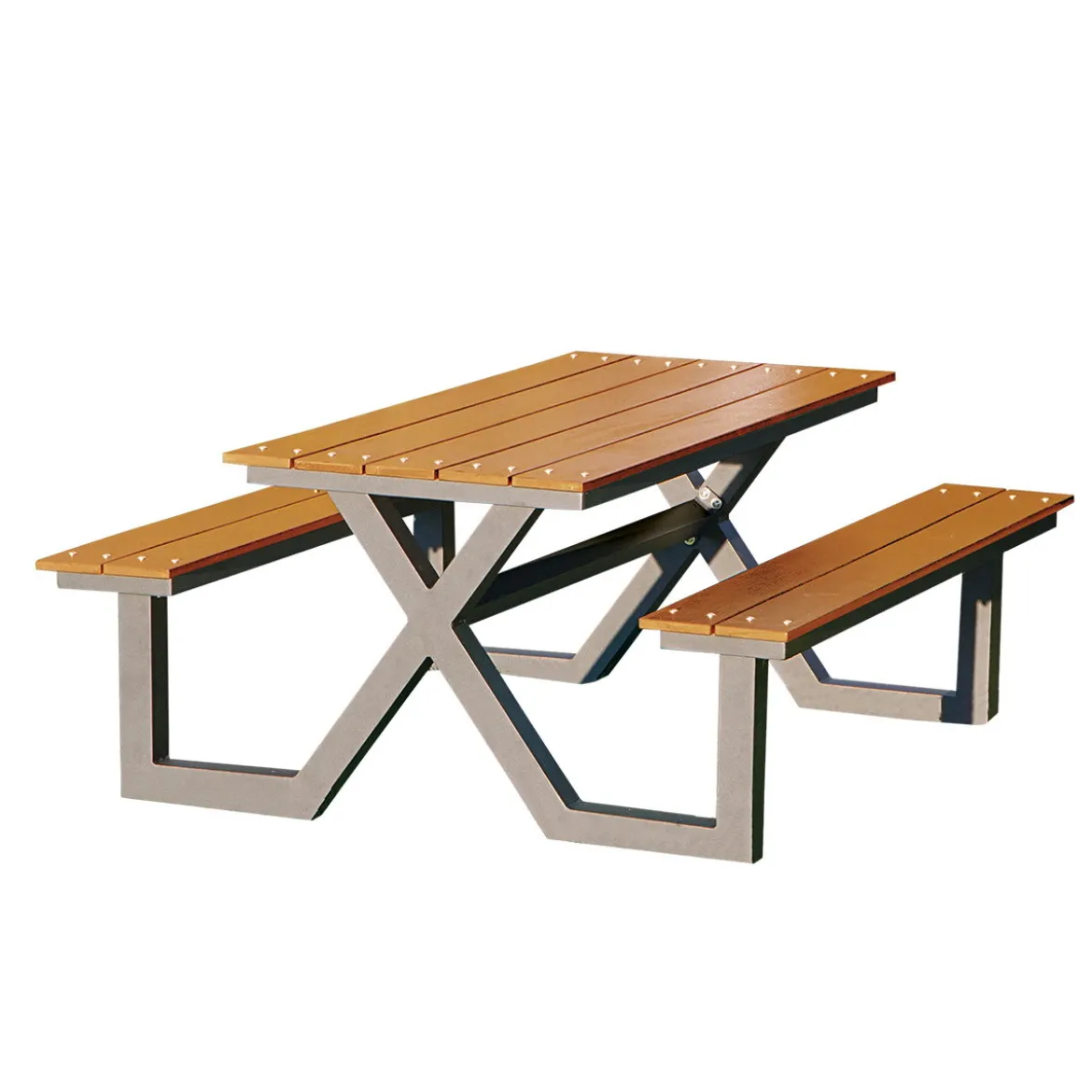 Bord-/bænkesæt X-model teak nonwood og antracitstel HORTUS