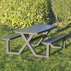Børne bord-/bænkesæt X-model sort nonwood og antracitstel