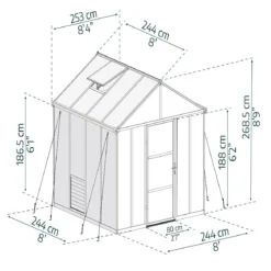 Drivhus Glory 6,2 m2 grå Palram - Canopia