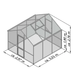 Drivhus - KGT Dahlie III, blank aluminium - 9,59 m2