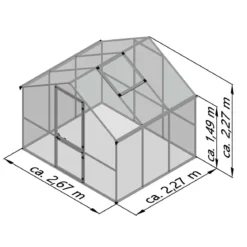 Drivhus - KGT Enzian III, blank aluminium - 6 m2