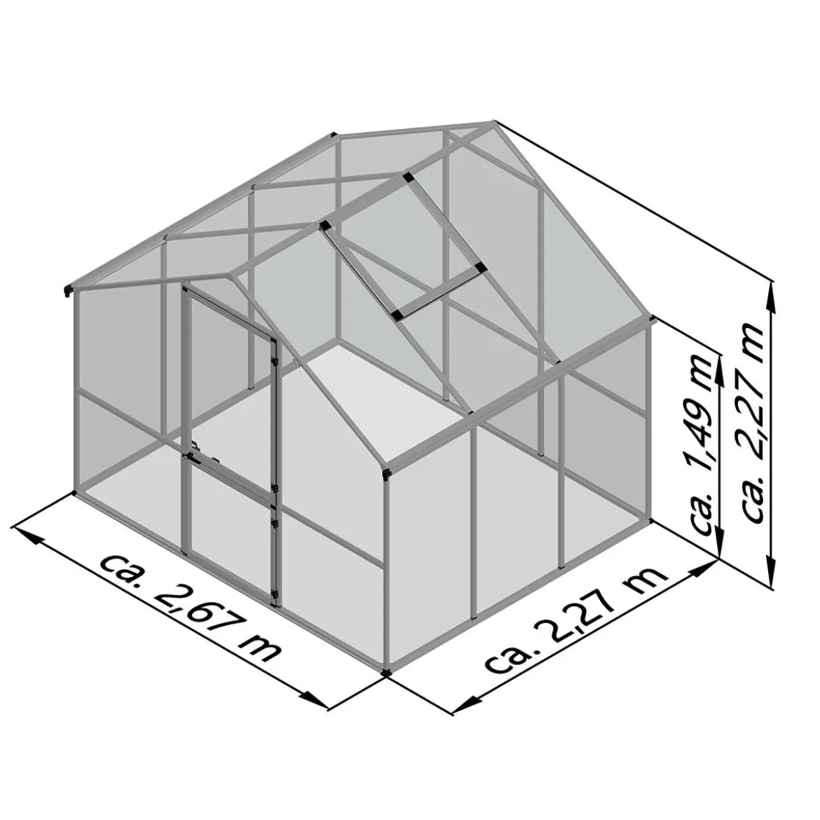 Drivhus - KGT Enzian III, blank aluminium - 6 m2