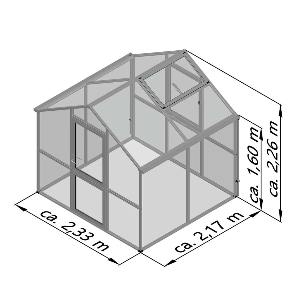 Drivhus - KGT Iris II, blank aluminium - 5,06 m2