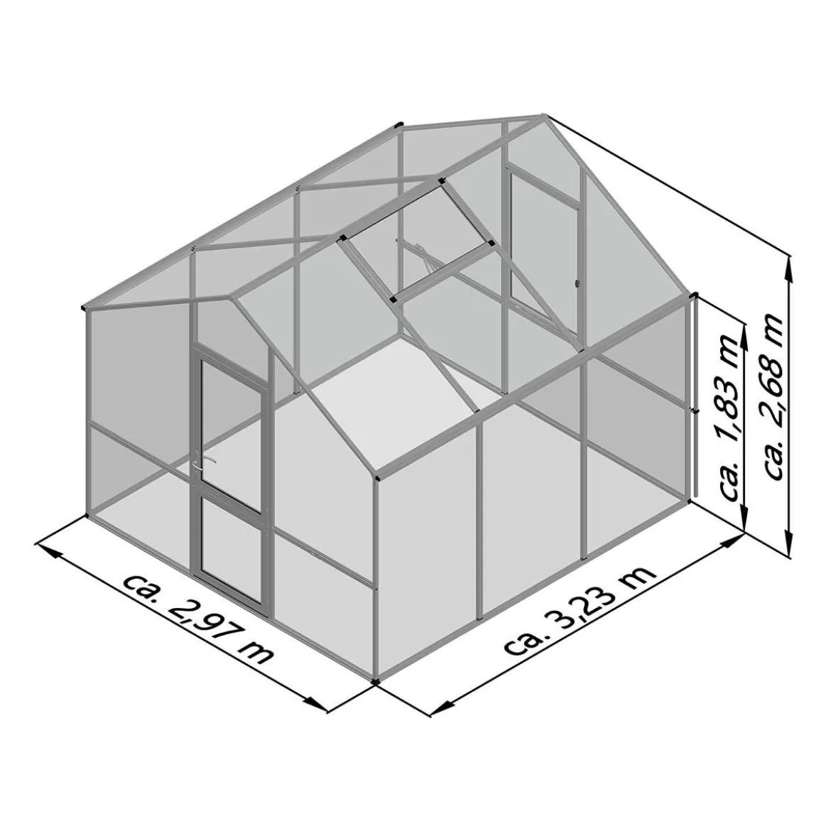 Drivhus - KGT Lilie III, blank aluminium - 9,59 m2