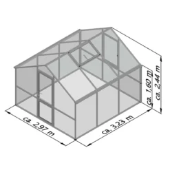 Drivhus - KGT Nelke III, blank aluminium - 9,59 m2