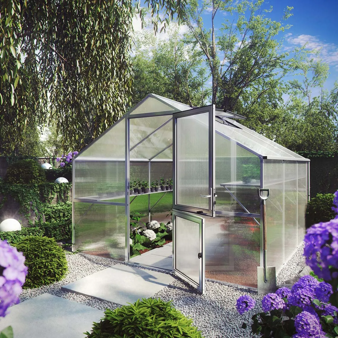 Drivhus - KGT Orchidee III, blank aluminium - 9,6 m2