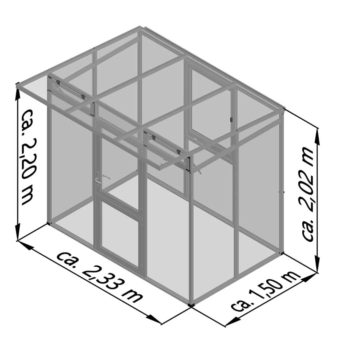 Drivhus - KGT Santini II - small, blank aluminium - 3,5 m2