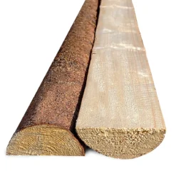 Flækkede granrafter med bark - Ø6-9 cm x 220 cm.