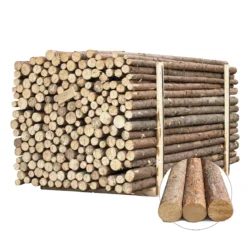 Granrafter med bark, længde 220 cm. ca. Ø4-7 cm.