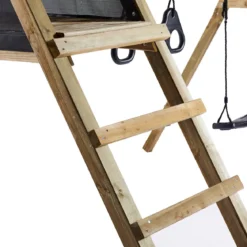 Gyngestativ med climb modul, sort gyngesæde og sort trapezgynge inkl. grøn rutsjebane NORDIC PLAY