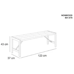 Havebænk H-model, 123 cm. Nonwood og med galvaniseret stel