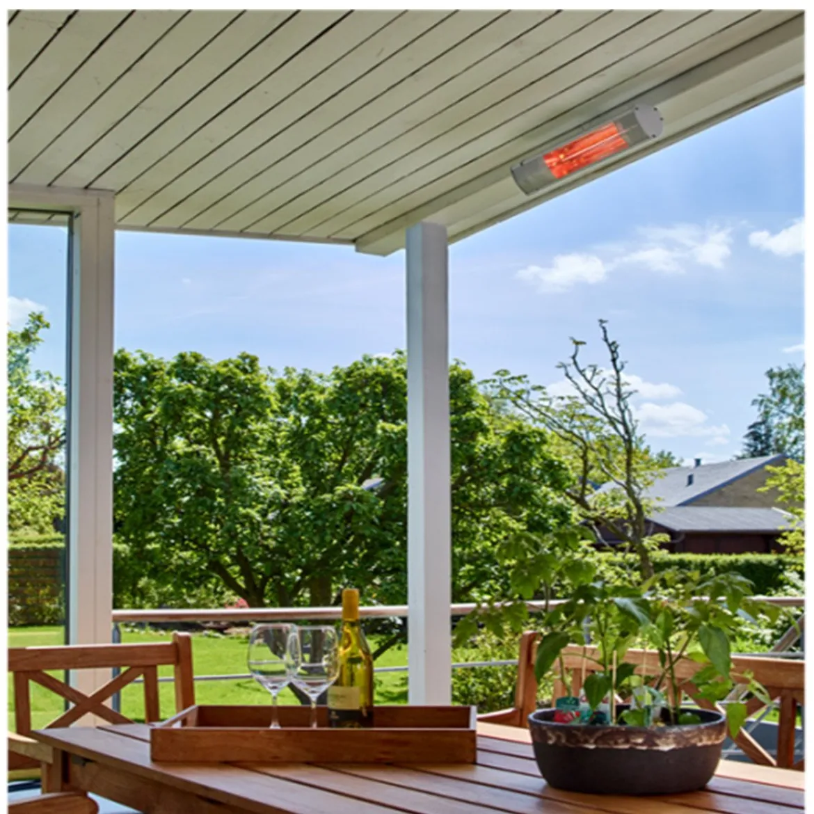 HORTUS terrassevarmer vægmodel 1500 W, GT, 51 cm, sølv