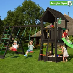 Jungle Gym Club legetårn komplet inkl. climb module xtra ekskl. rutschebane, grundmalet sort