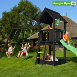 Jungle Gym Club legetårn komplet inkl. swing module xtra ekskl. rutschebane, grundmalet sort