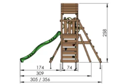 Jungle Gym Cocoon legetårn komplet inkl. klatremodul 2 og mørkegrøn rutschebane