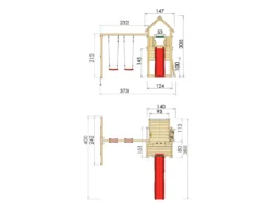 Jungle Gym Cubby legetårn komplet inkl. swing module xtra og rutschebane