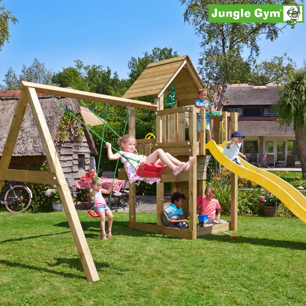 Jungle Gym Cubby legetårn komplet inkl. swing module xtra ekskl. rutschebane