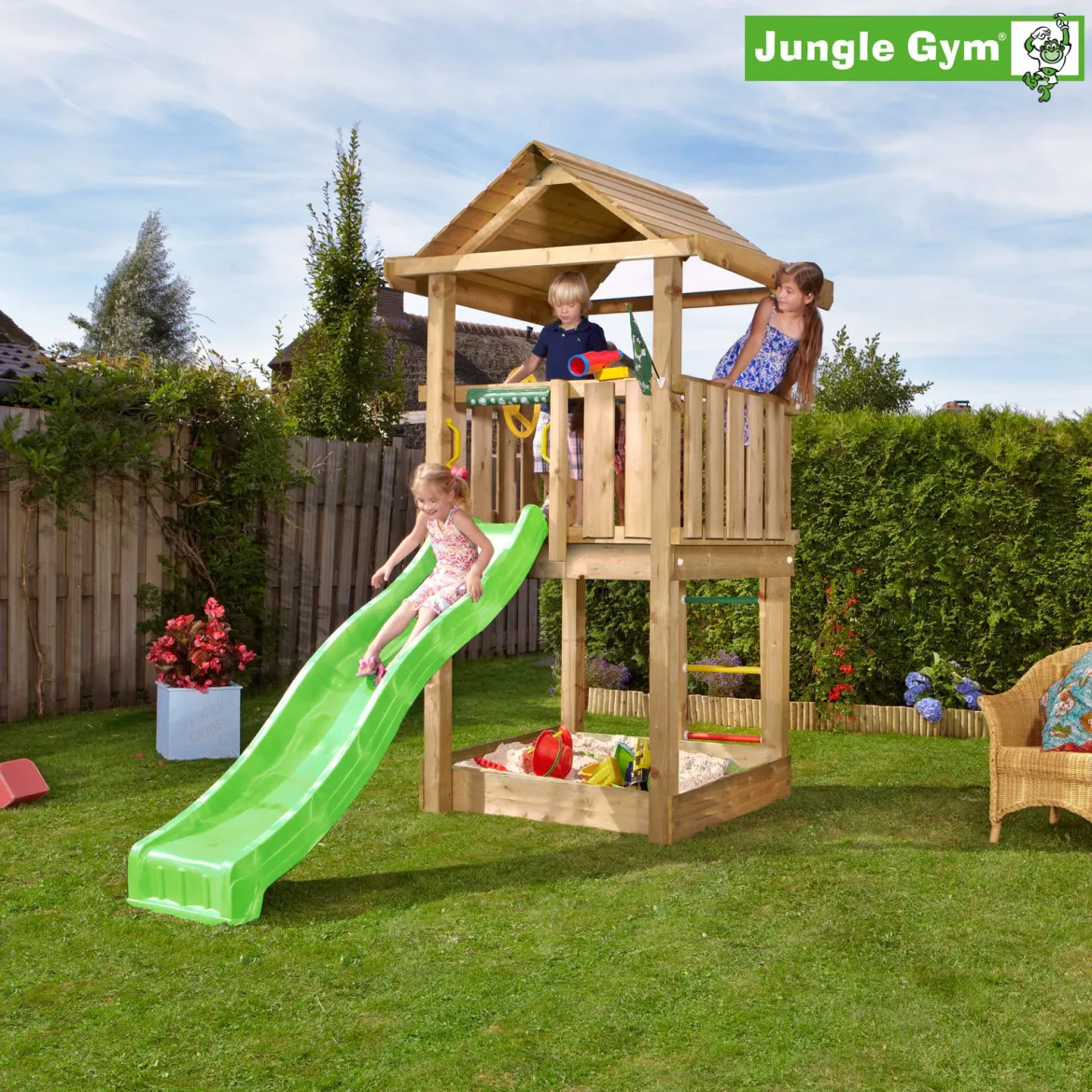 Jungle Gym House legetårn komplet ekskl. rutschebane