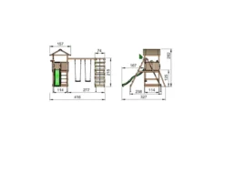 Jungle Gym House legetårn komplet inkl. climb module xtra og rutschebane