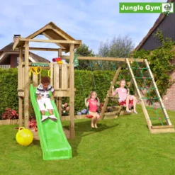 Jungle Gym House legetårn komplet inkl. climb module xtra ekskl. rutschebane