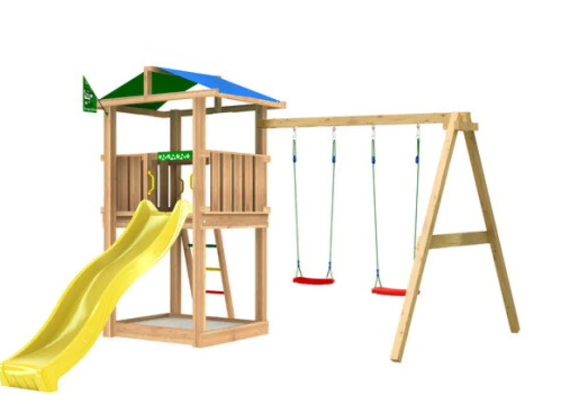 Jungle Gym Hut legetårn inkl. swing modul og rutschebane
