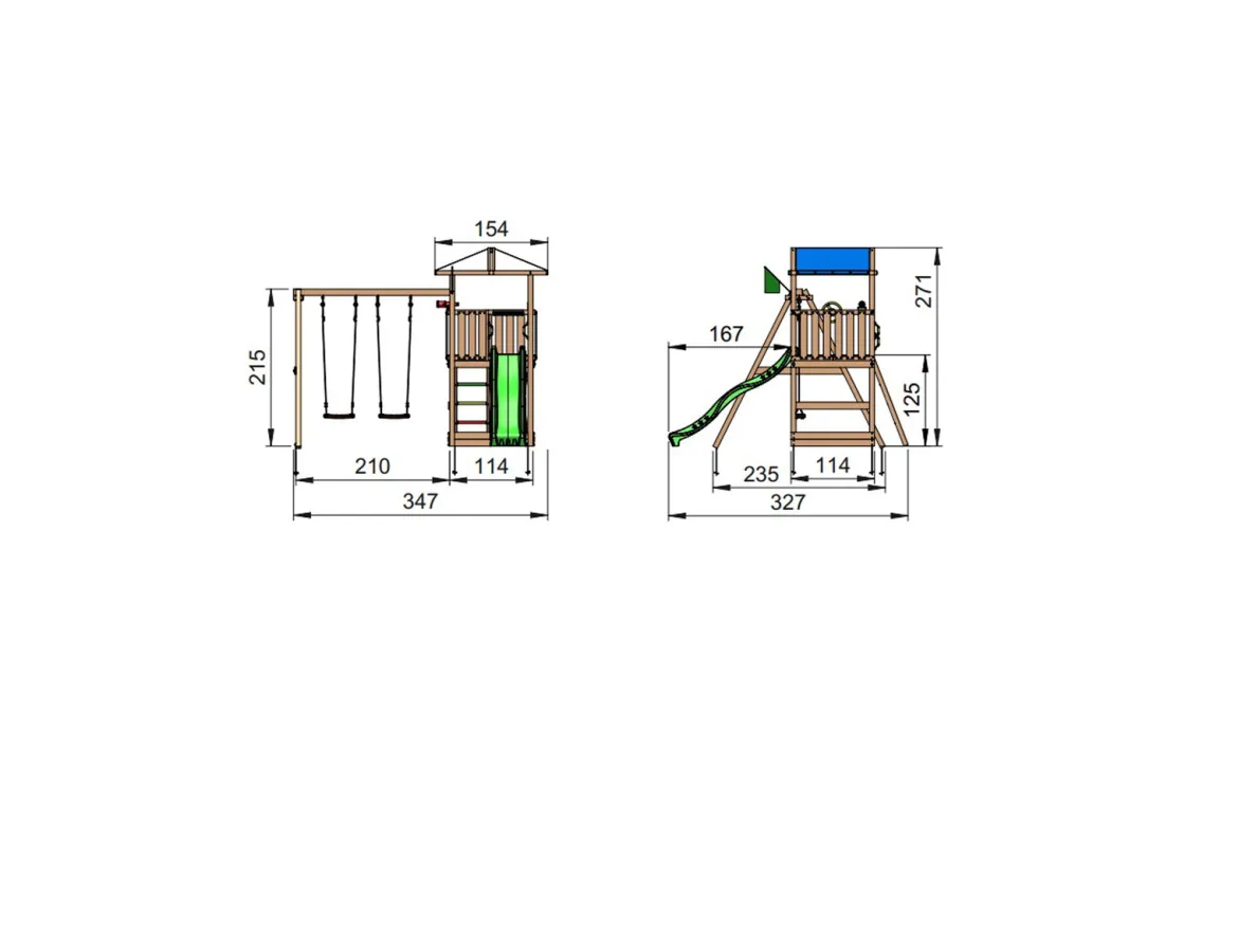 Jungle Gym Hut legetårn komplet inkl. swing module xtra ekskl. rutschebane