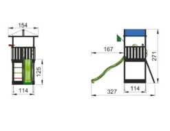 Jungle Gym Hut legetårn komplet ekskl. rutschebane, grundmalet sort