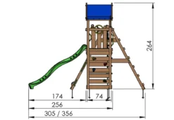 Jungle Gym Patio legetårn komplet inkl. klatremodul 2 og mørkegrøn rutschebane