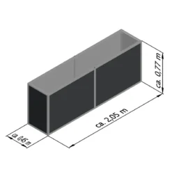 KGT 210 højbed i aluminium, 205 x 45 x 77 cm