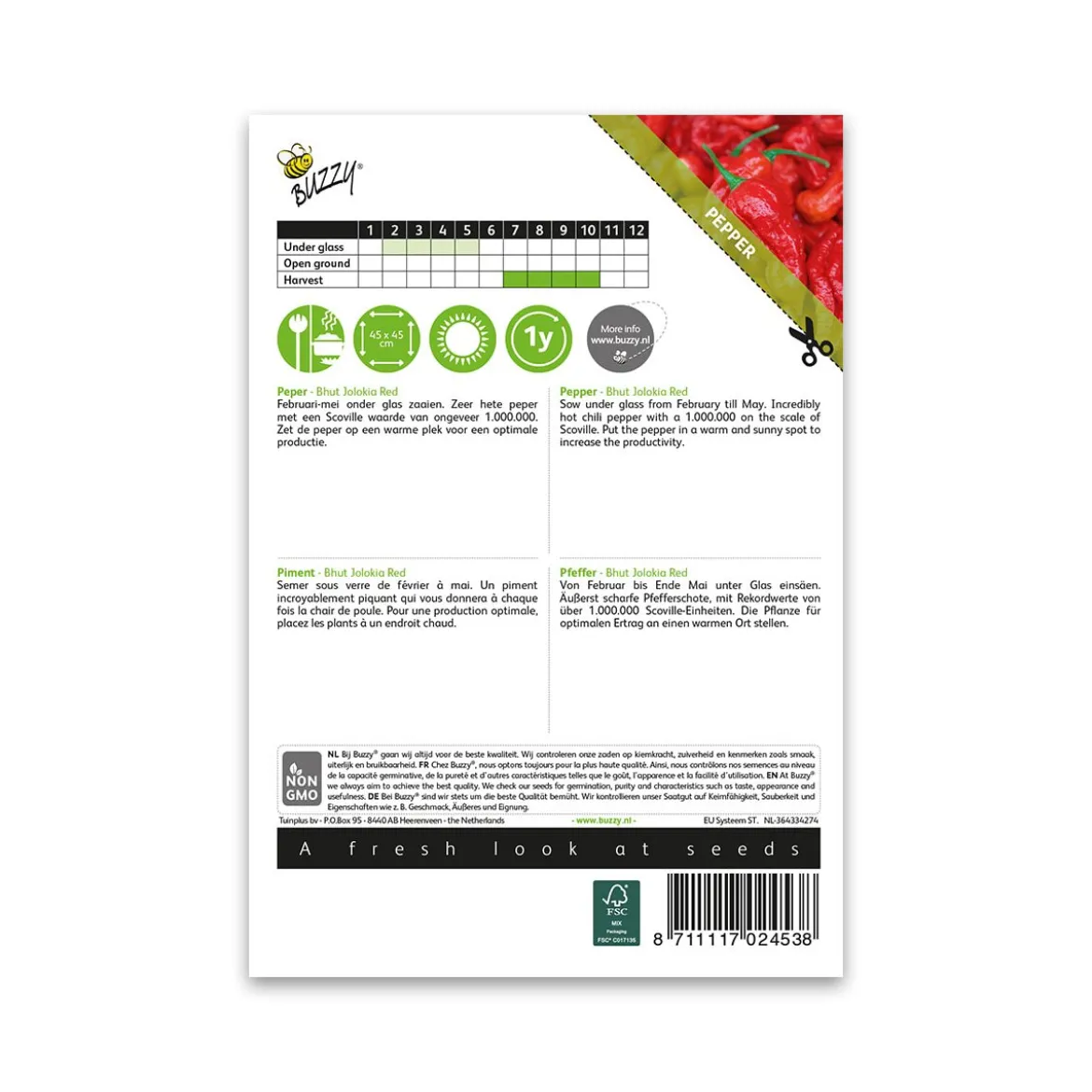 Økologisk Chili "Bhut Jolokia Rød"
