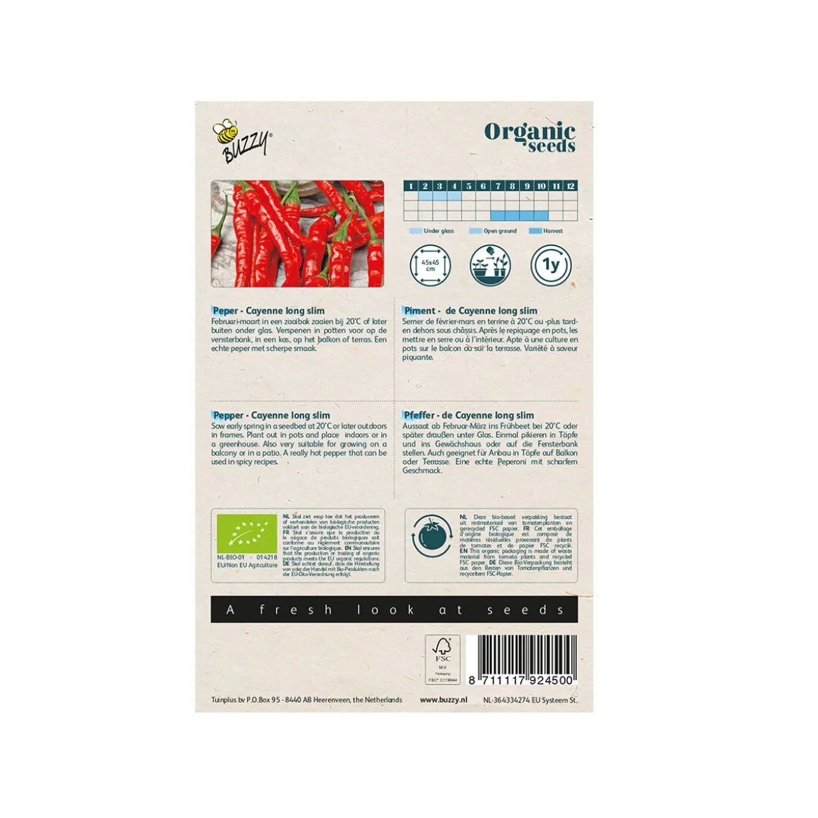 Økologisk chili frø "Cayenne long slim"