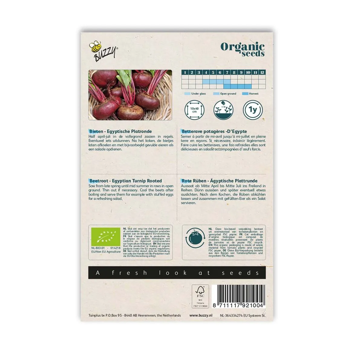 Økologisk Rødbede frø, Turnip Egyptian