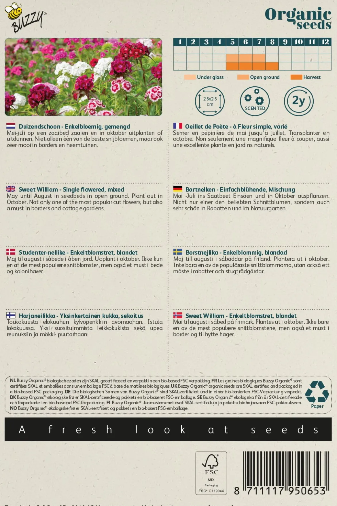 Økologisk Studenternellike frø "Single Flowered Mix"