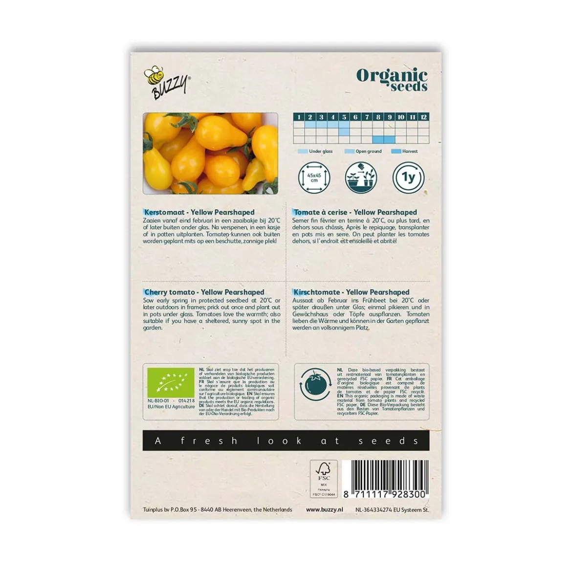 Økologisk Tomat frø, Yellow Pearshaped