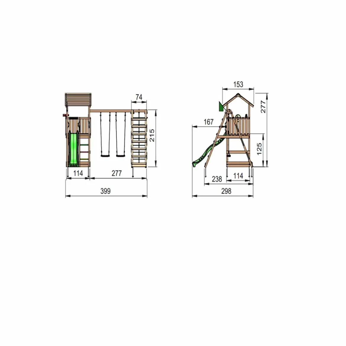 Legetårn Jungle Gym Casa 2.1, m/2-Climb Module 220 ekskl. rutschebane