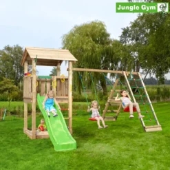 Legetårn Jungle Gym Casa 2.1, m/2-Climb Module 220 og grøn rutschebane