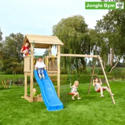 Legetårn Jungle Gym Casa 2.1, m/2-Swing Module 220 og blå rutschebane