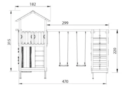 Legetårn Jungle Gym Chalet 2.1 m/2-Climb Module 220 og blå rutschebane