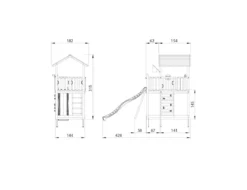 Legetårn Jungle Gym Chalet 2.1 m/grøn rutschebane