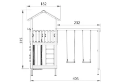 Legetårn Jungle Gym Chalet 2.1 m/2-Swing Module 220 og grøn rutschebane