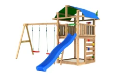 Legetårn Jungle Gym Fort 2.1 inkl. Swing Module og blå rutschebane