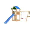 Legetårn Jungle Gym Lodge 2.1 inkl. Swing Module og blå rutschebane