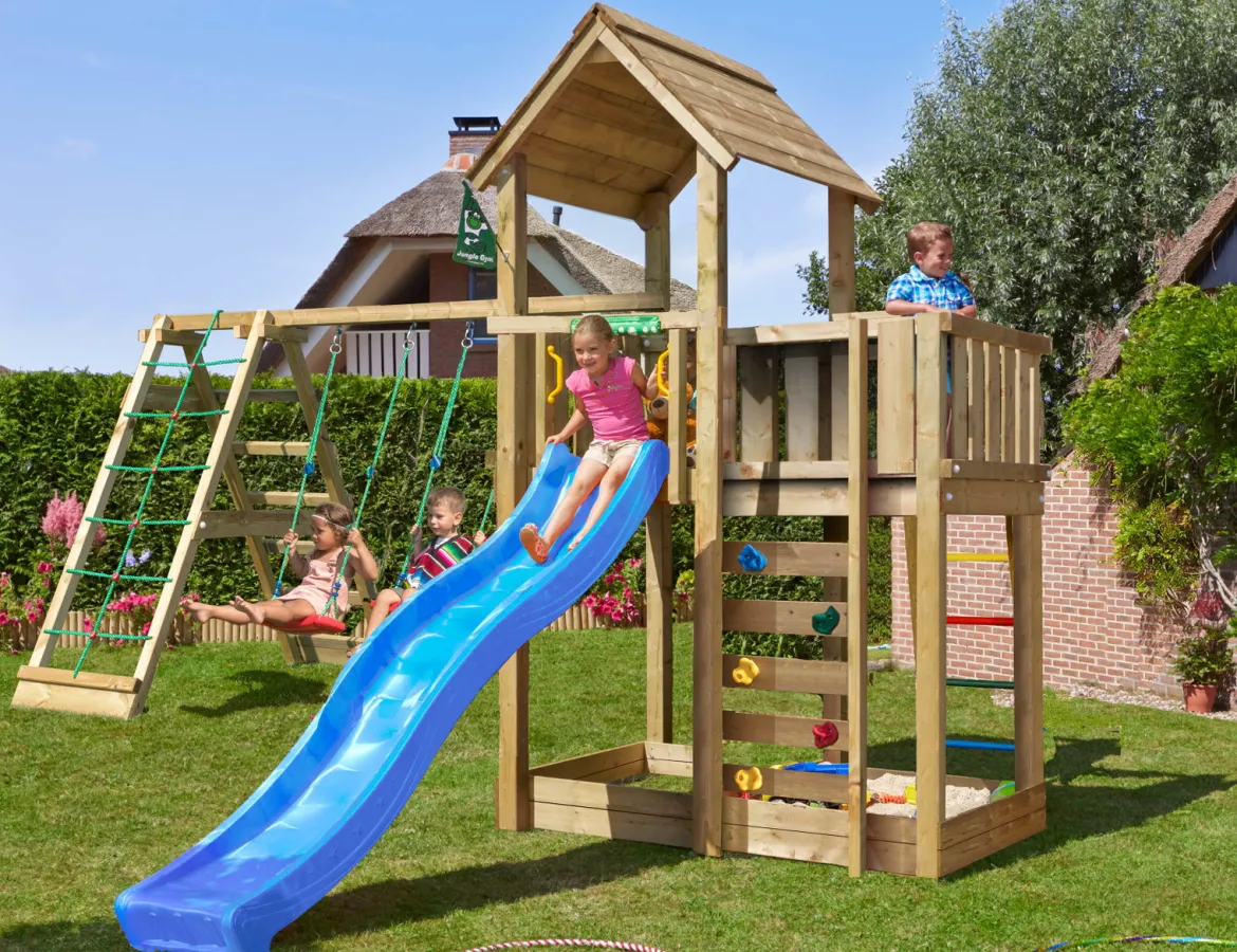 Legetårn Jungle Gym Mansion 2.1 m/2-Climb Module 220 ekskl. rutsjebane