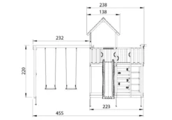 Legetårn Jungle Gym Mansion 2.1 m/2-Swing Module 220 ekskl. rutsjebane