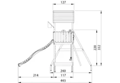Legetårn Jungle Gym Mansion 2.1 m/2-Swing Module 220 og blå rutsjebane