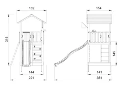 Legetårn Jungle Gym Sierra 2.1 m/gul rutschebane