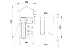 Legetårn Jungle Gym Sierra 2.1 m/2-Swing Module 220 og grøn rutschebane
